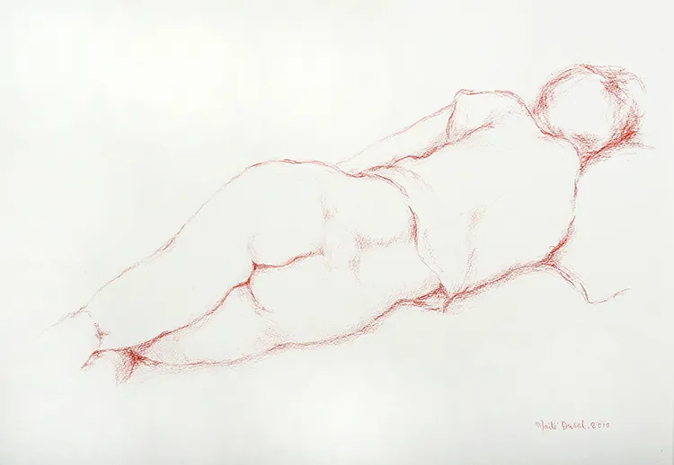 Ingrid met hemdje, pastel 50 x 60 cm, door Maïté Duval