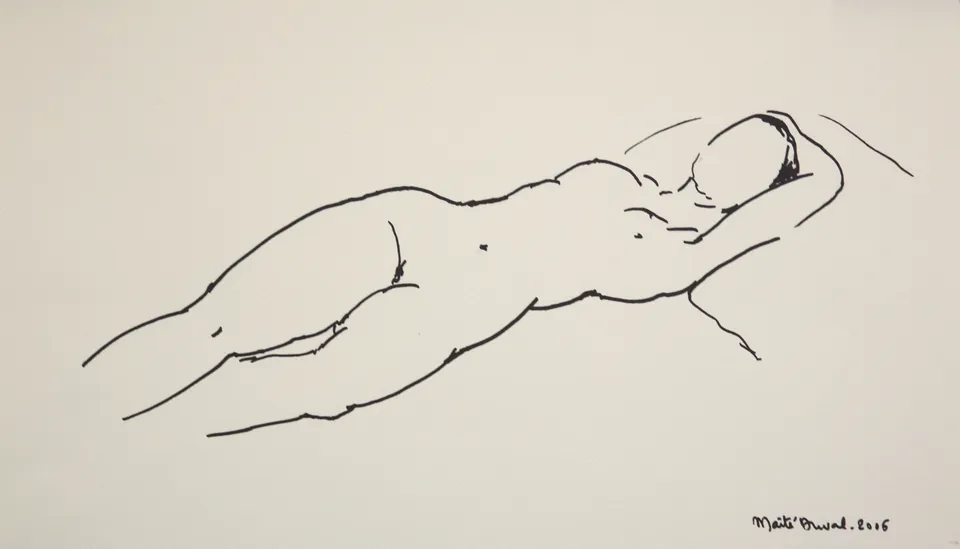 Overgave, marker 50 x 60 cm, door Maïté Duval
