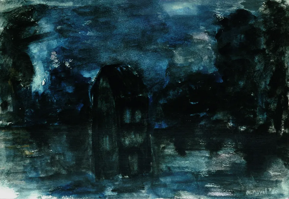 Je suis une maison sans toi, gouache 50 x 60 cm, door Maïté Duval