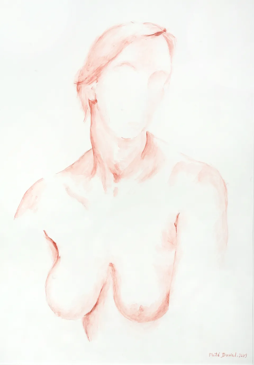 In gedachten, gouache 80 x 65 cm, door Maïté Duval