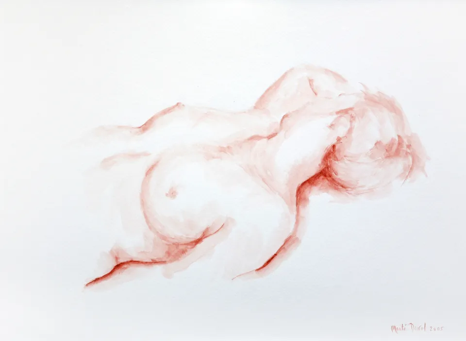 In slaap, gouache 50 x 60 cm, de Maïté Duval