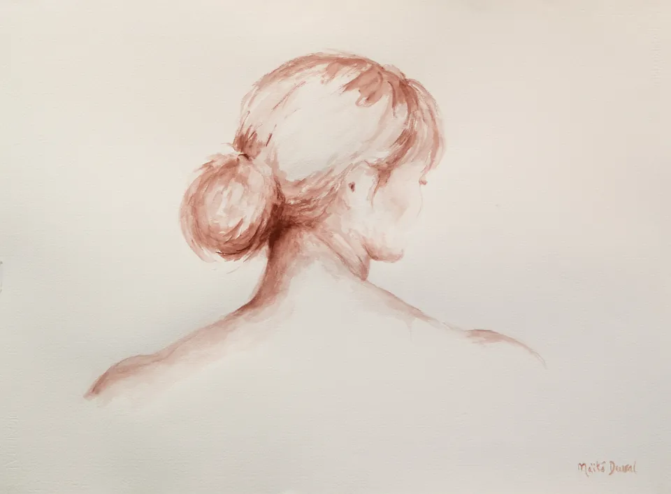 Yvonne, gouache 85 x 65 cm, door Maïté Duval